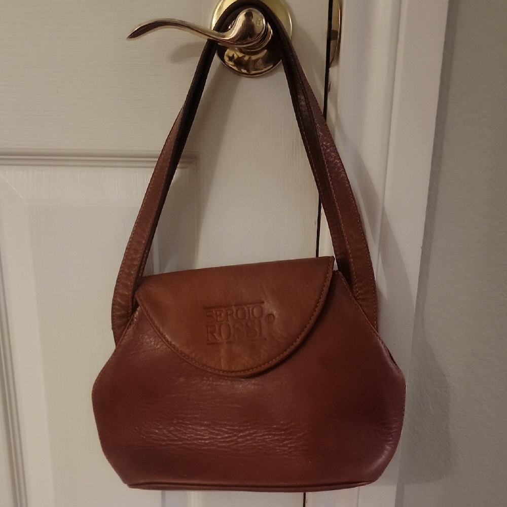 Sergio Rossi Brown Leather Shoulder Bag Timeless Design